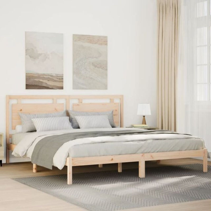 Massivholzbett Vidaxl aus Kiefer in Natur Braun im Landhaus- und Skandinavischen Stil, B/T/H: 200 x 220 x 200 cm - Bild 1