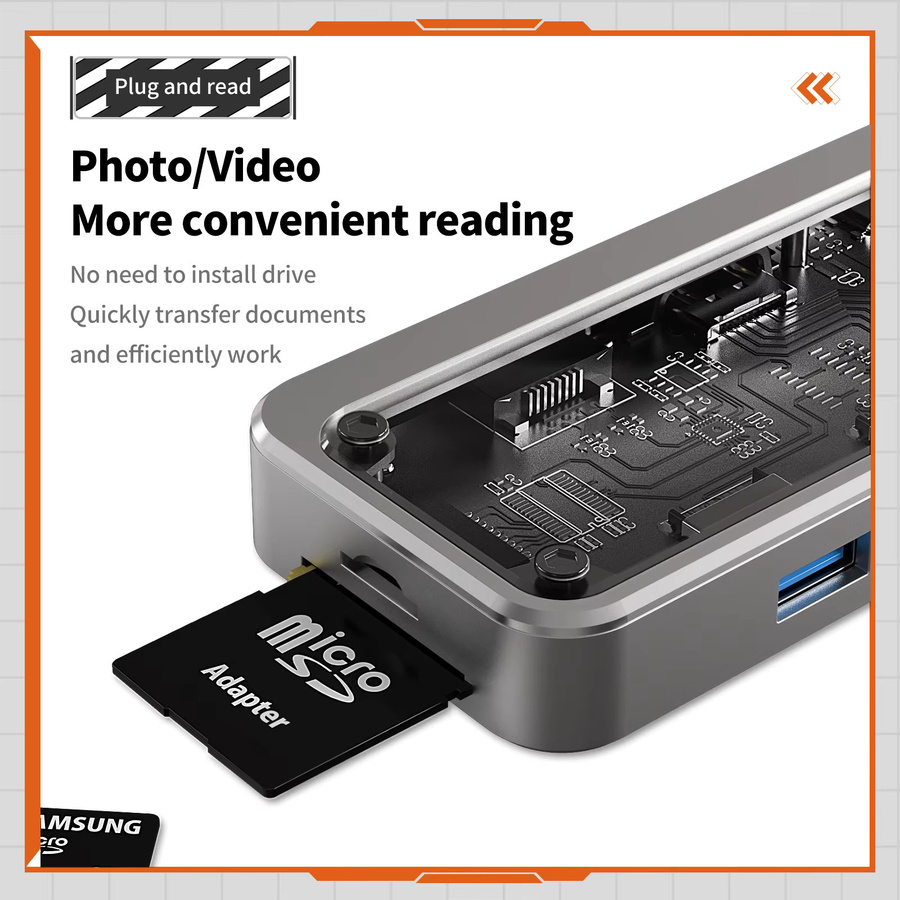Basix 8in1 USB C Hub mit Ethernet Port und PD 100W Ladung in Grau - Bild 4