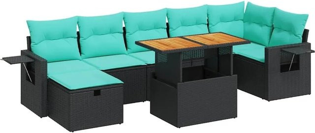 vidaXL 8-teilige Garten-Sofagarnitur aus Poly-Rattan und Akazienholz in Grau - Bild 1