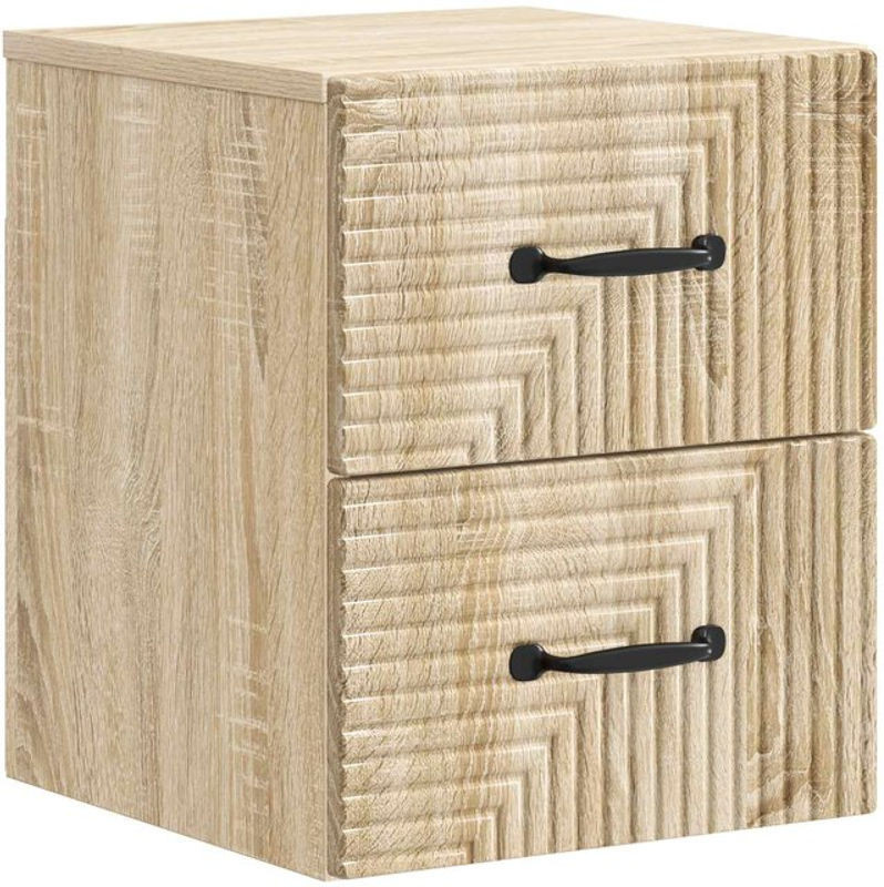 Wandmontierter Nachttisch vidaXL in Sonoma-Eiche Natur, Modernes Design aus Holzwerkstoff, B/T/H: 34,5 x 33 x 40 cm - Bild 1
