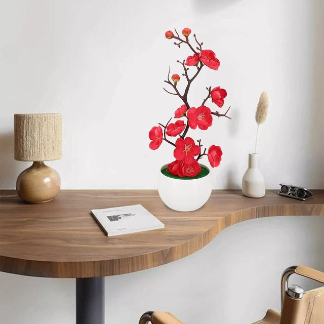 Dekorative künstliche Topfpflanze mit roten und pinken Rosen aus Kunststoff für deine Home Dec - Bild 1