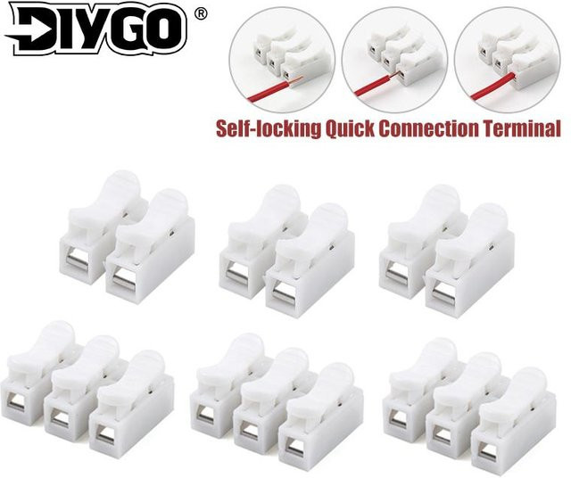 DIY GO 50 Stück Draht Stecker 2/3 Pin Selbstsichernde Push-Typ Schnell Anschluss Terminal Elektrische Crimp Block Splice Kabel Stecker in Weiß - Bild 1