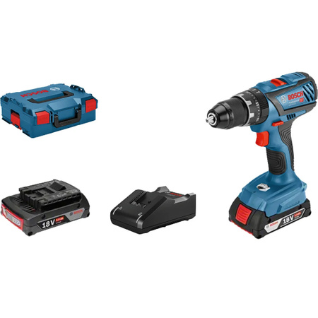 Bosch Professional Akku-Schlagbohrschrauber GSB 18V-28 Cordless Combi Driver Set in Blau/Schwarz mit 18V Akku und Koffer