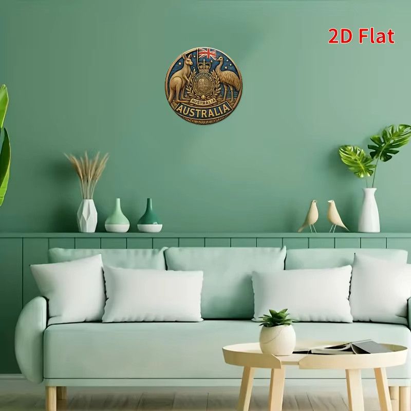 Runde Eisenwandkunst im Vintage-Stil von Potdemiel mit australischer Flagge und Känguru-Design, Multicolor, B/H: 20 x 20 cm - Bild 5
