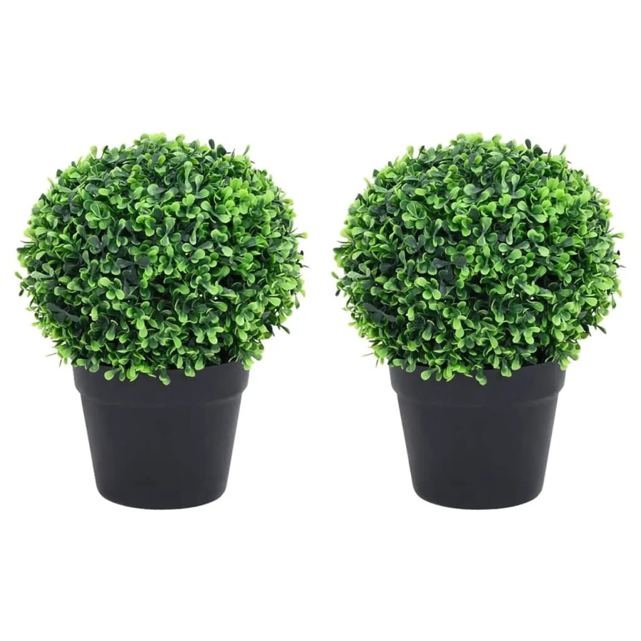 2er Set künstliche Buchsbäume von furnicato in Kugelform, Grün, Höhe: 27 cm mit Topf - Bild 2