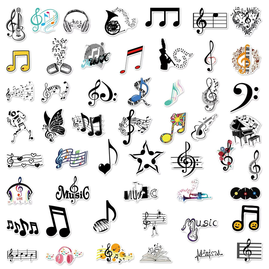Wasserdichte Musik Talisman Aufkleber Set in Multicolour für Graffiti und Dekoration von Laptop, Gitarre und Gepäck - Bild 3