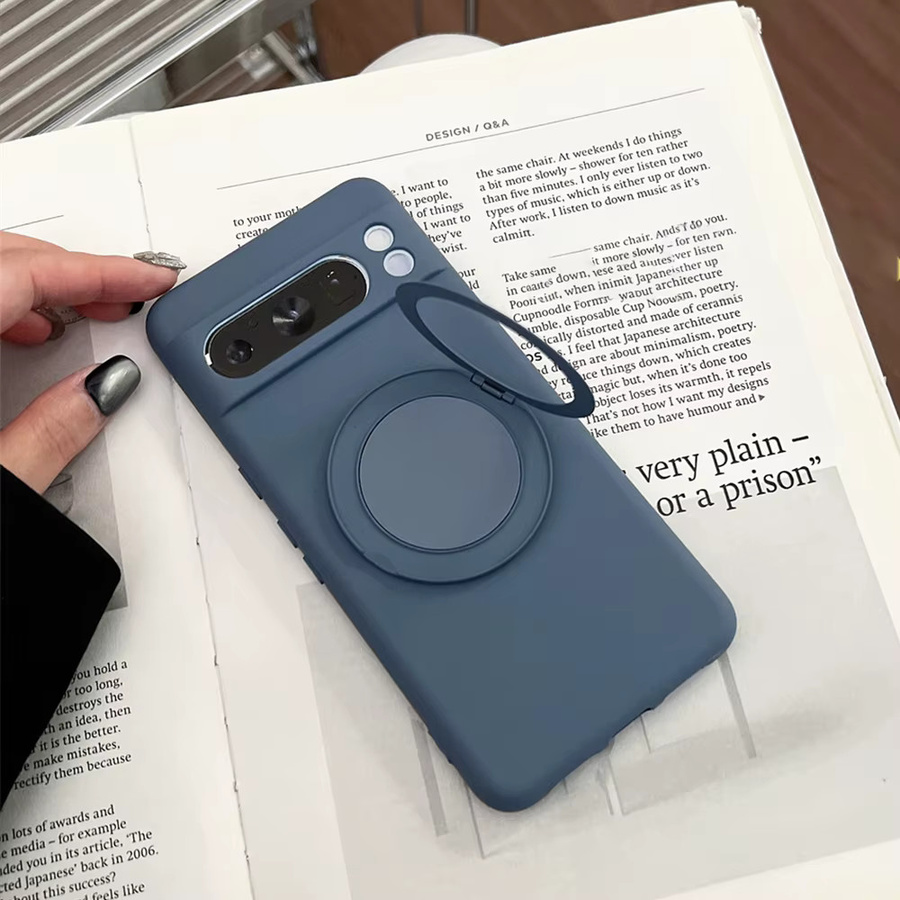 Magnetische Silikon Schutzhülle für Google Pixel 10 9 Pro XL 8 7 6 mit 360 Grad drehbarer Halterung in Schwarz oder Blau - Bild 2