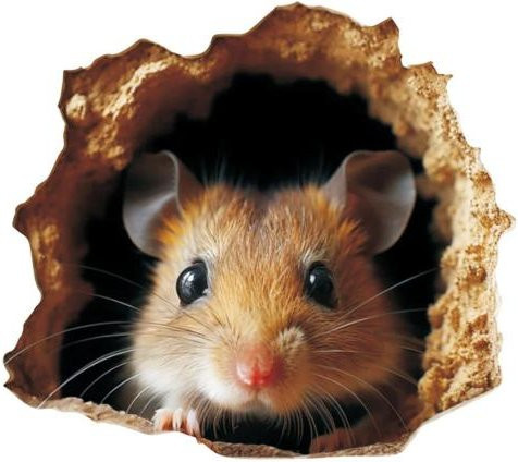 Realistischer 3D-Maus Wandaufkleber mit Rattenloch-Effekt in Braun aus PVC für Wanddekoration - Bild 1