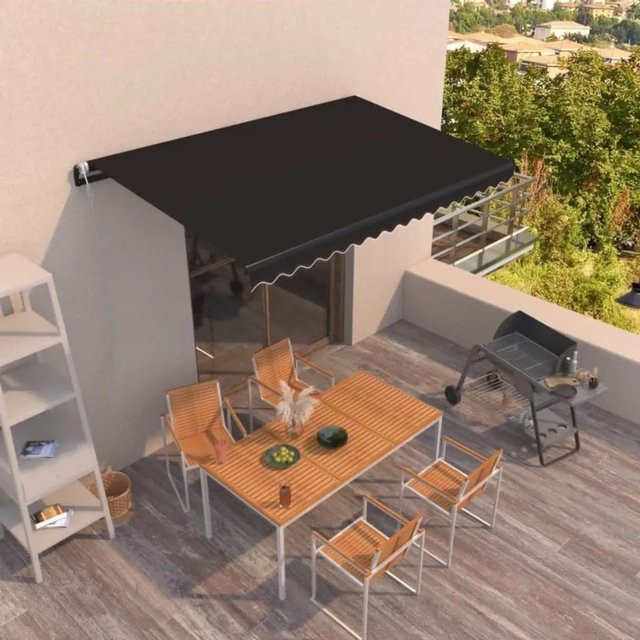 Furnicato Automatische Markise aus Aluminium und Polyestergewebe in Anthrazit B: 400 cm, H: 350 cm - Bild 1