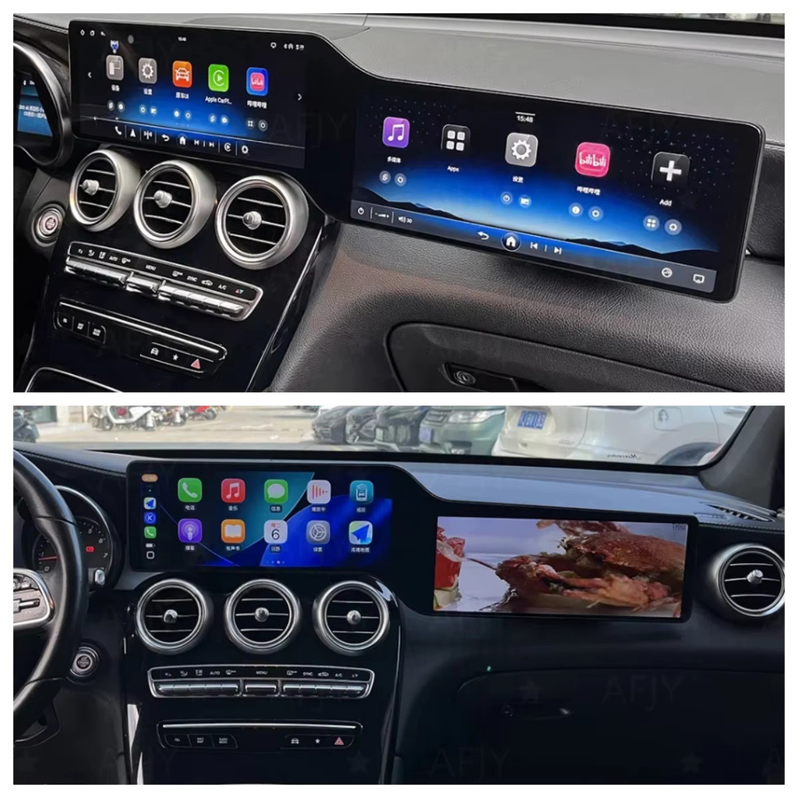 YANFU Android Multimedia Player mit 24,6-Zoll-Dual-Screen für Mercedes Benz C-Klasse W205 und GLC X253, Schwarz - Bild 4