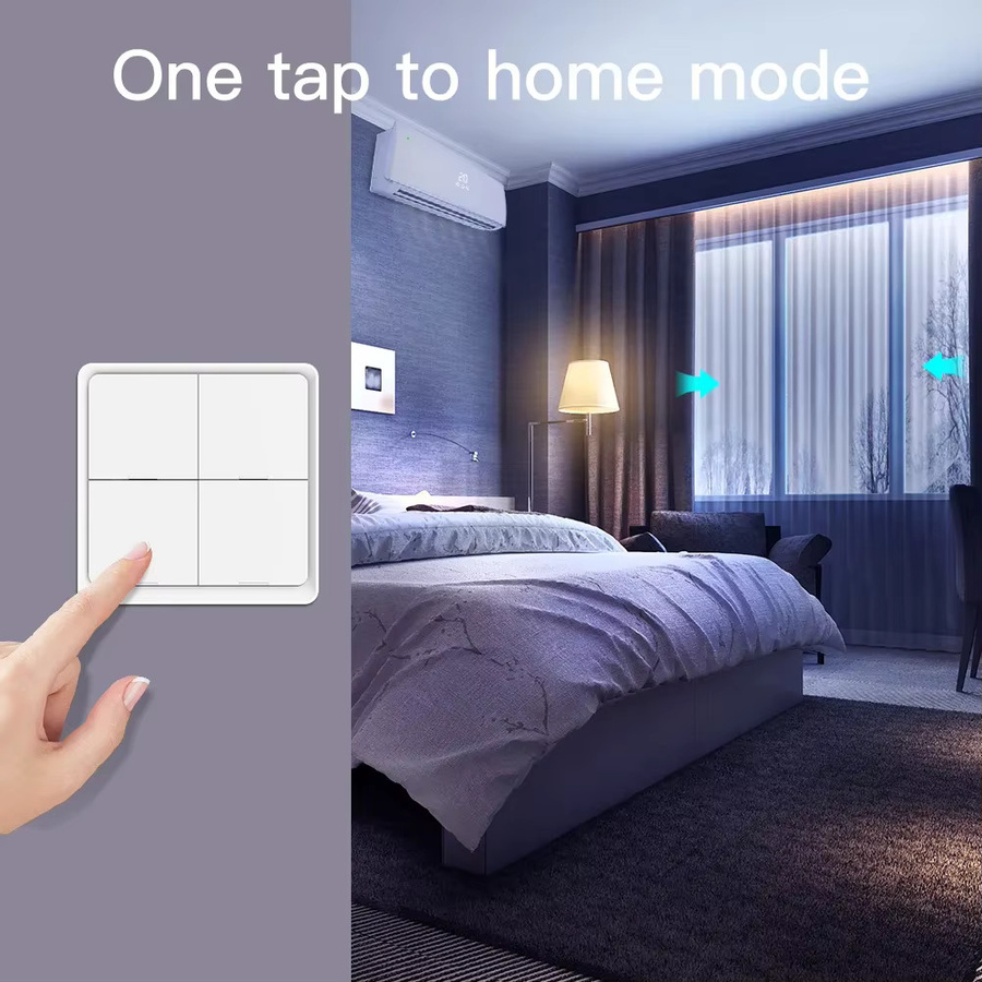 MOES 4-Gang Tuya ZigBee Wireless Scene Switch in Weiß mit 12 anpassbaren Automatisierungsszenarien und batteriebetriebener Drucktastensteuerung - Bild 4