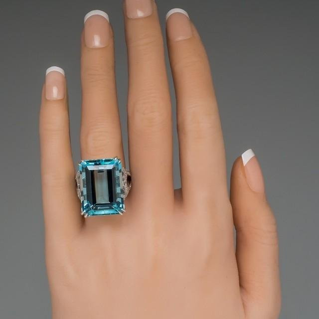 YIRAN Jewelry Ring 925 Silber, Blauer Topas, Diamant, Damen - Bild 1
