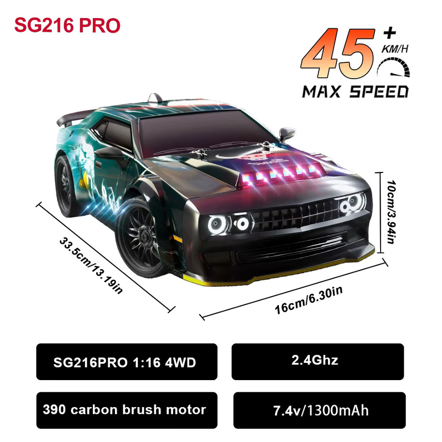ZNLYRION RC Drift-Auto, 1:16 Maßstab, ferngesteuert, mit LED-Lichtern, ab 14 Jahren - Bild 6