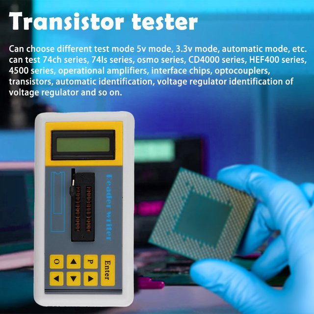 Aideepen Integrierter Schaltkreis-IC-Tester mit LCD-Digitalanzeige für PNP, NPN und Transistoren in Blau - Bild 1