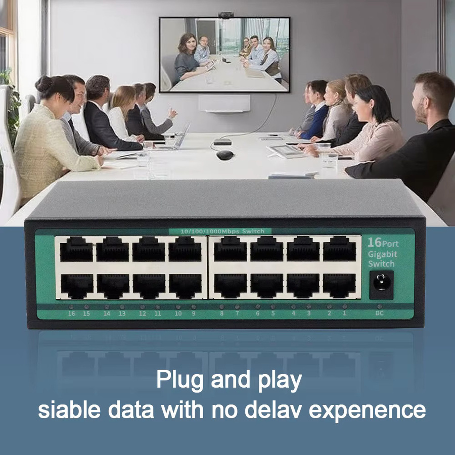 Tellyee 16-Port Gigabit Ethernet Switch 10/100/1000Mbps Netzwerk-Switch Schwarz - Bild 5