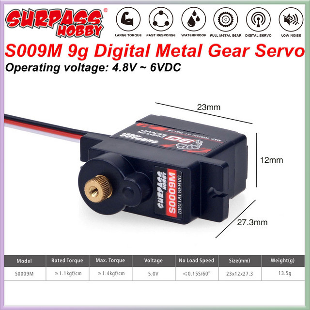Surpass Hobby S0009M digitales Micro-Servo-Mini-RC-Servo, mit Metallgetriebe - Bild 1