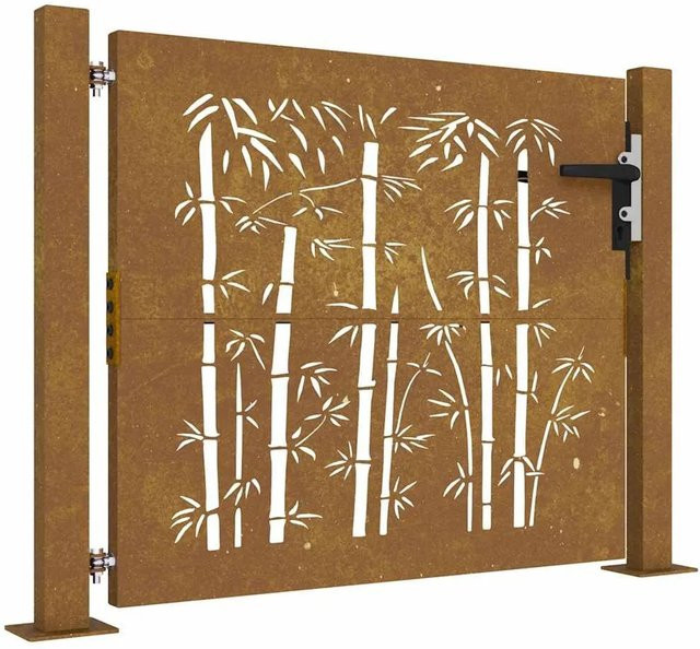 vidaXL Gartentor aus Cortenstahl im Bambus-Design, Rost-Optik, Höhe: 110 cm, Breite: 80 cm - Bild 1