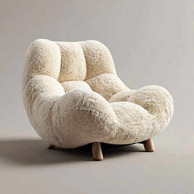 DUTRIEUX Designer Wohnzimmerstuhl aus Samt in Beige mit Armlehnen und ergonomischer Schalenform - Bild 1