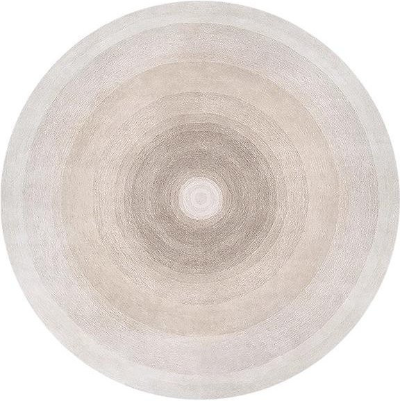 Runder Teppich in Beige mit Farbverlauf, weiche und flauschige Bodenmatte aus Polyester für Wohnzimmer und Schlafzimmer, Durchmesser: 80 cm - Bild 1