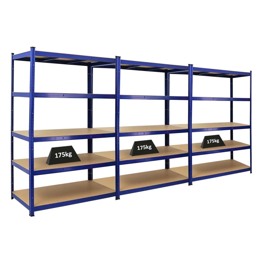 3er Set PROREGAL Schwerlastregal Taurus in Blau mit verstellbaren Fachböden aus MDF, H x B x T: 180 x 120 x 60 cm - Bild 2