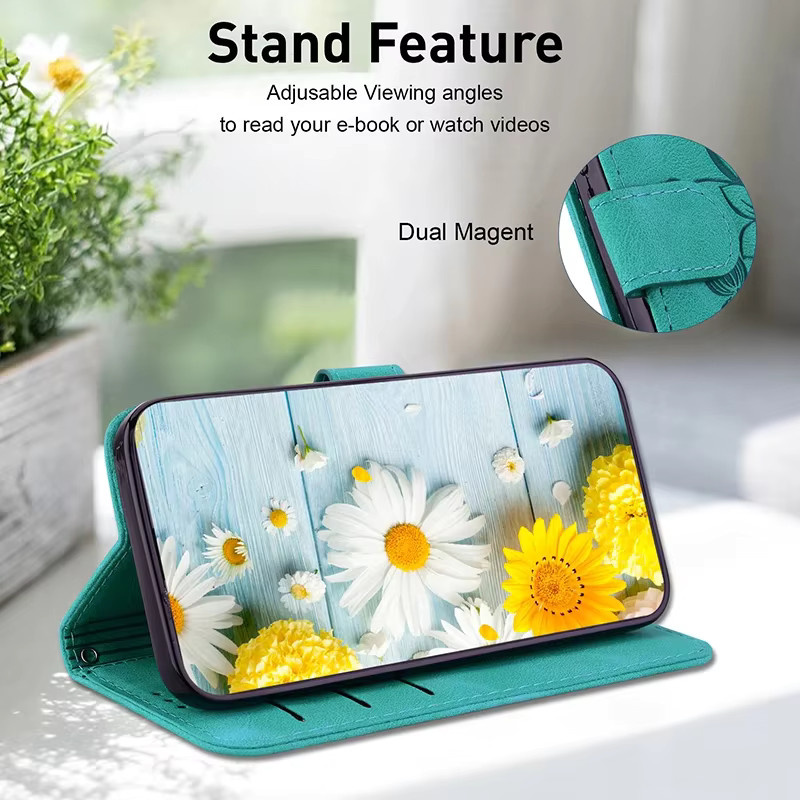GLeather Stand Flip Wallet Case für Xiaomi Redmi Serie in Grün und Türkis - Bild 4