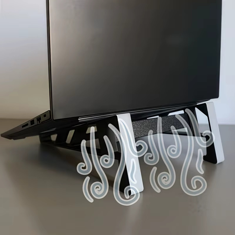 ZSLuckyHome 2-in-1 Laptop- und Tablet-Ständer Vertikale Halterung Schwarz, Faltbarer Platzsparender Halter für Büro und Gaming - Bild 4