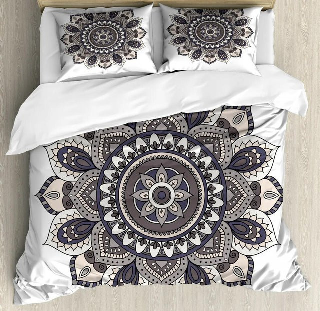 Boho-Mandala Bettwäscheset Your Warm Home in Weiß, 3-teilig mit Bettbezug und Kissenbezügen, Bettbezug: 210 x 210 cm, Kissenbezüge: 50 x 70 cm - Bild 1