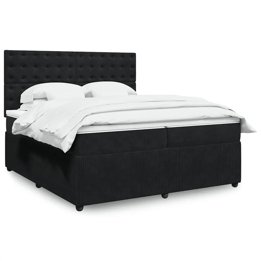 vidaXL Boxspringbett mit Matratze in Schwarz aus Samt mit USB-Ladeport und Unterbettbeleuchtung B/T: 200 x 200 cm - Bild 2