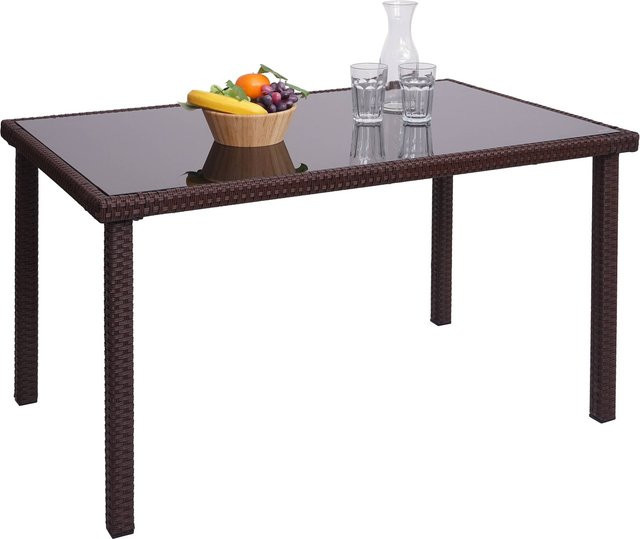 MCW Poly-Rattan Gartentisch G19 in Braun, Breite: 120 cm, Tiefe: 75 cm, Höhe: 71 cm - Bild 1