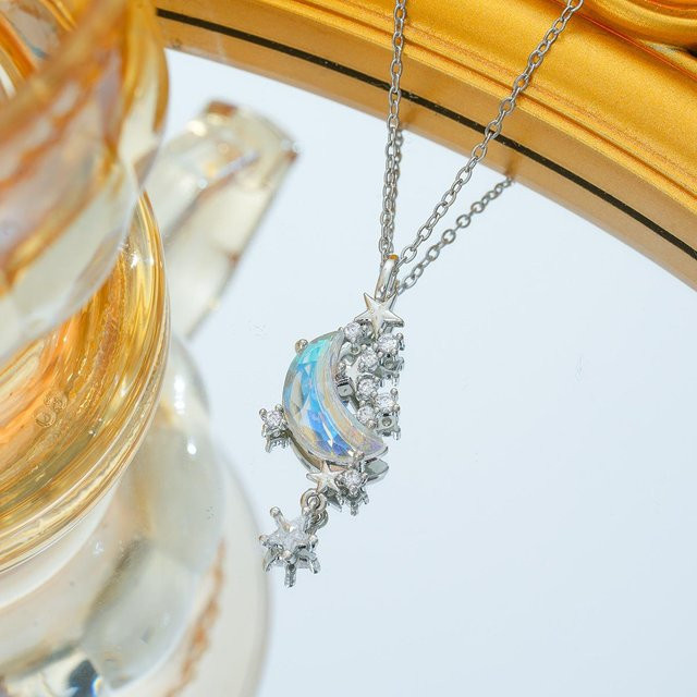 Wucifang Jewelry Halskette, Mond Stern Fluss, Kupfer, Silber, Damen - Bild 1