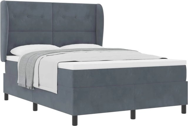 vidaXL Boxspringbett mit Matratze und Taschenfederkern in Grau, B/T/H: 160 x 200 x 280 cm - Bild 1