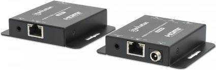 Manhattan HDMI over Ethernet Extender Set 4K@30Hz, HDMI-Signalverlängerung über Cat6-Netzwerkkabel bis zu 40 m oder 1080p@60Hz bis zu 70 m mit Power over Cable (PoC), Schwarz - Bild 1