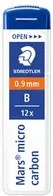 STAEDTLER Mars micro carbon Minen B, 12 Stück pro Packung, schwarz - Bild 1