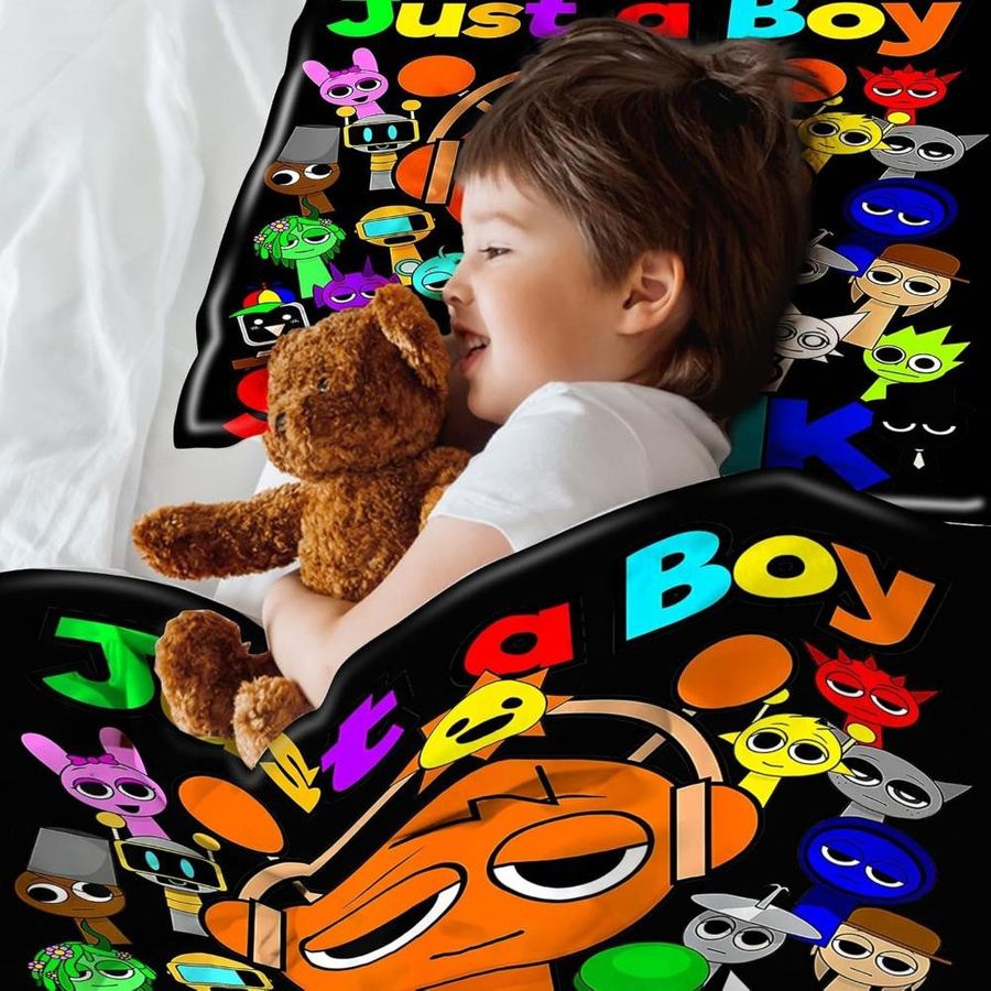 Sprunki Kinder Einzelbettwäsche-Set mit 2 Kissenbezügen in Multicolor, 3D-Druck, B/H: 135 x 200 cm - Bild 2