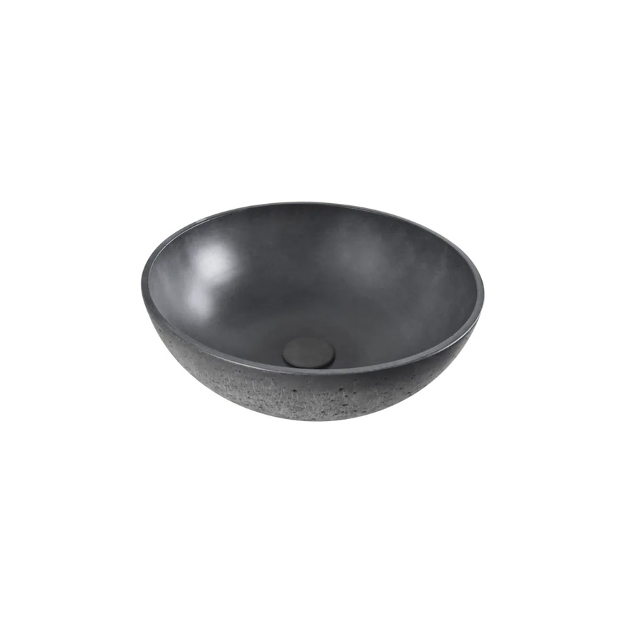 Swiss Aqua Technologies Aufsatzwaschbecken Beton Rund Anthrazit Durchmesser: 42 cm mit FixCrete Ablaufgarnitur - Bild 2