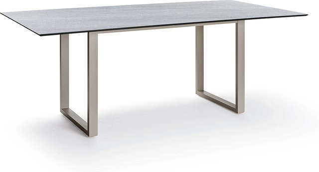 Stern Kufentisch aus Aluminium in Greige mit Tischplatte Silverstar 2.0 Dekor Stone light, B/T: 200 x 100 cm - Bild 1