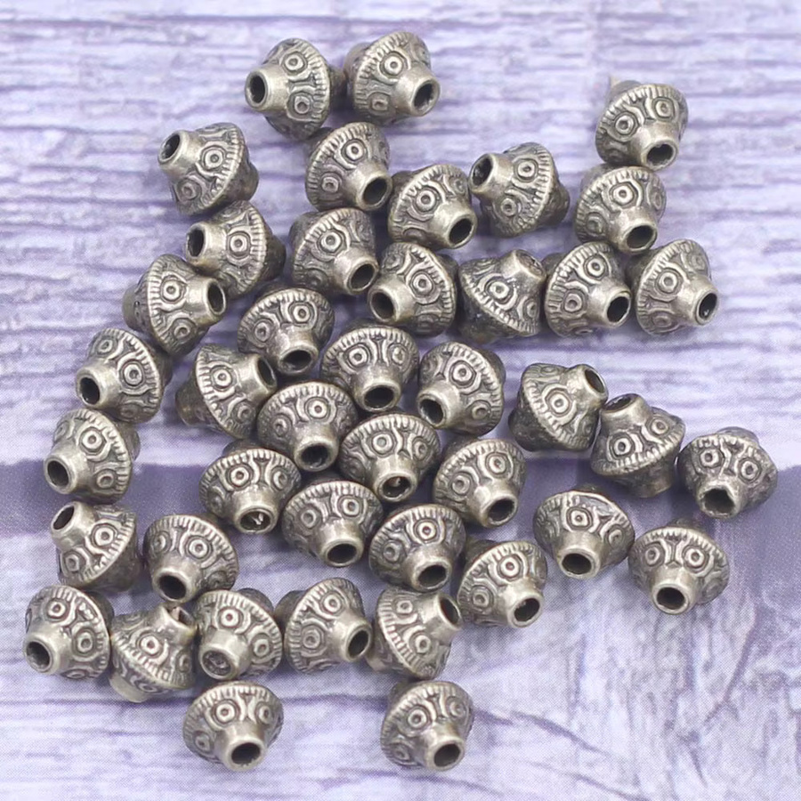 ShengCong Abstandsperlen, Doppelkegel, Zink-Metalllegierung, bronzefarben, 6 x 6 mm, 30 Stück - Bild 6