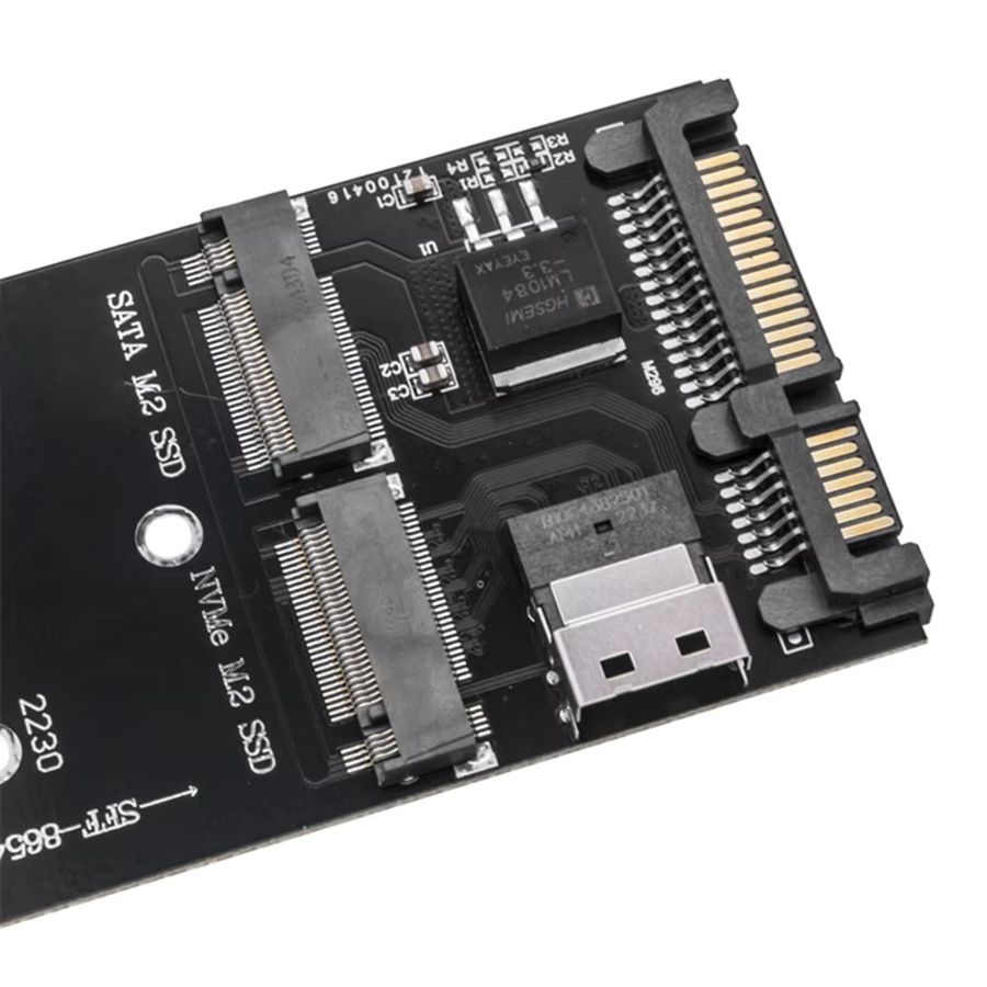 M.2 zu SATA Adapter SFF-8654 zu M.2 NVMe SSD Konverter Riser Board in Schwarz für PC Desktop Mainboard - Bild 4