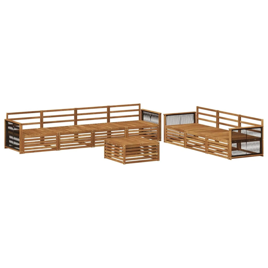 vidaXL Outdoor-Sofagarnitur aus Massivholz Akazie in Natur Braun, 8-teiliges Set mit Tisch und Latten-Design - Bild 2