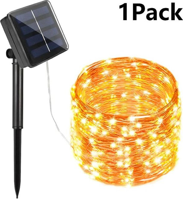MnnWuu Solar LED Lichterkette Warmweiß, Wasserdichte Outdoor Lichterkette für Garten und Weihnachtsdekoration, 30m String Light mit Dämmerungssensor - Bild 1