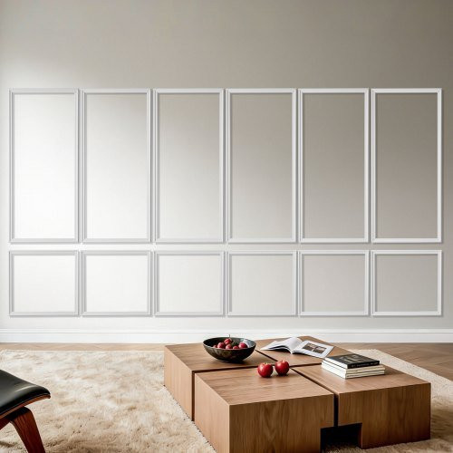 VEVOR Wandform-Set aus lackierbarem Polystyrol, 6er-Set wasserfeste Zierleisten und Friesleisten für Wohnzimmer und Schlafzimmer, Weiß, B/H: 61 x 61 cm und 61 x 137 cm - Bild 1