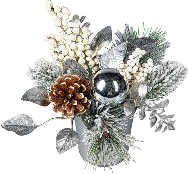 Weihnachtliches Tischgesteck Wintertraum von viva domo in Weiß und Silber - Bild 1