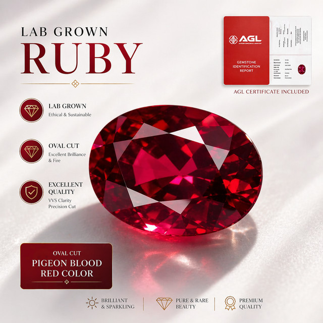 Rubin Charm, Ovalschliff, taubenblutrot - Bild 1