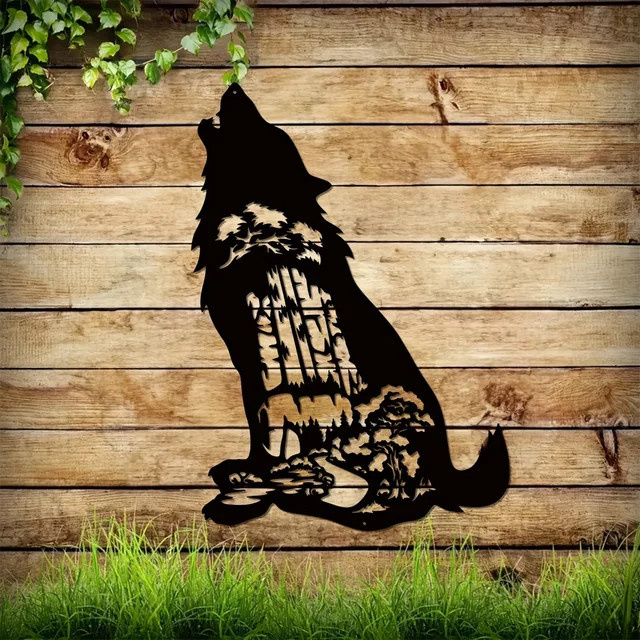 Wolf Wanddekoration aus Metall CIFBUY in Schwarz als Kunstzeichen für Wald und Wolf-Liebhaber - Bild 1