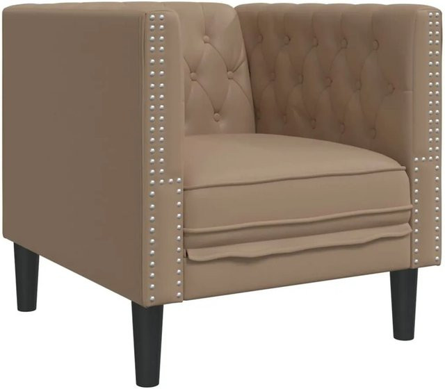 vidaXL Chesterfield-Sessel aus Kunstleder in Cappuccino/Braun mit Armlehnen, B/T/H: 74,5 x 71,0 x 70,5 cm - Bild 1