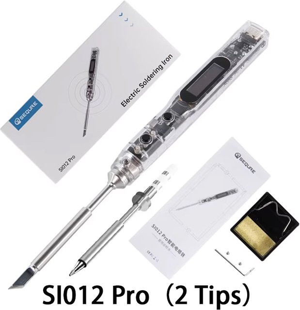SEQURE SI012 Pro Elektrischer Lötkolben mit 2 Spitzen, einstellbare Temperatur und Schnellaufheizung, tragbares Mini Schweißwerkzeug, transparent - Bild 1