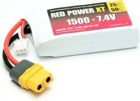 Red Power LiPo Modellbau-Akkupack 7.4V 1500 mAh mit XT60 Anschluss in Rot-Weiß - Bild 1