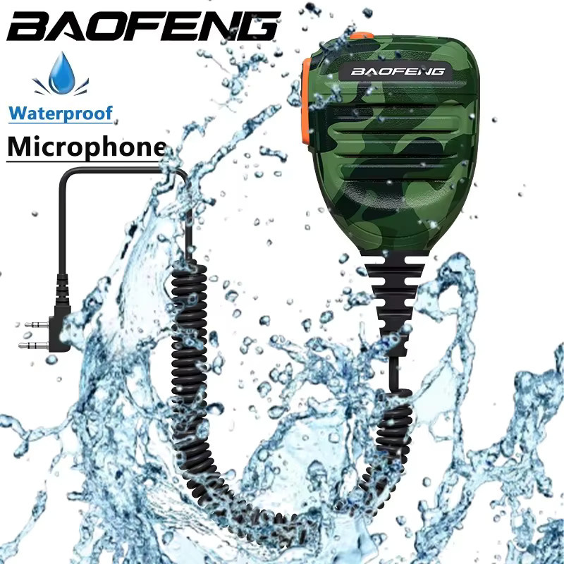 Baofeng Camo Mikrofon wasserdicht mit 2PTT für Walkie Talkies, 2-poliger Kenwood Typ, IP55 Handmikrofon für UV-82 UV16 888s, Multicolour - Bild 3