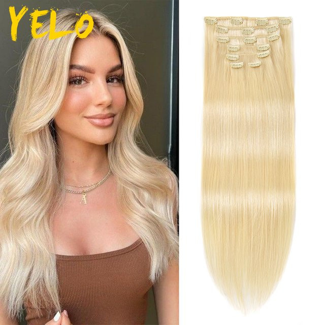 Yelo Clip-In-Echthaarverlängerungen, brasilianisches Remy-Haarteil, 80–120 g - Bild 1