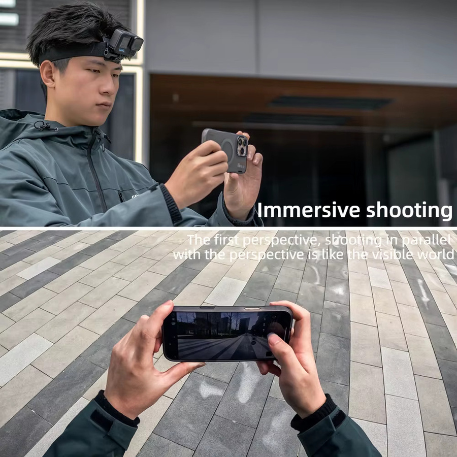 Coogens Stirnband mit fester Halterung für GoPro 13/12 und DJI Action 5/4 in Schwarz für die Erste-Person-Perspektive - Bild 2